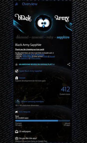 Black Army Sapphire Icon Pack APK